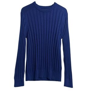 Bonobos Sweater Mens M Blue Ribbed Chunky‎ Knit Crewneck Pullover Long Sleeve